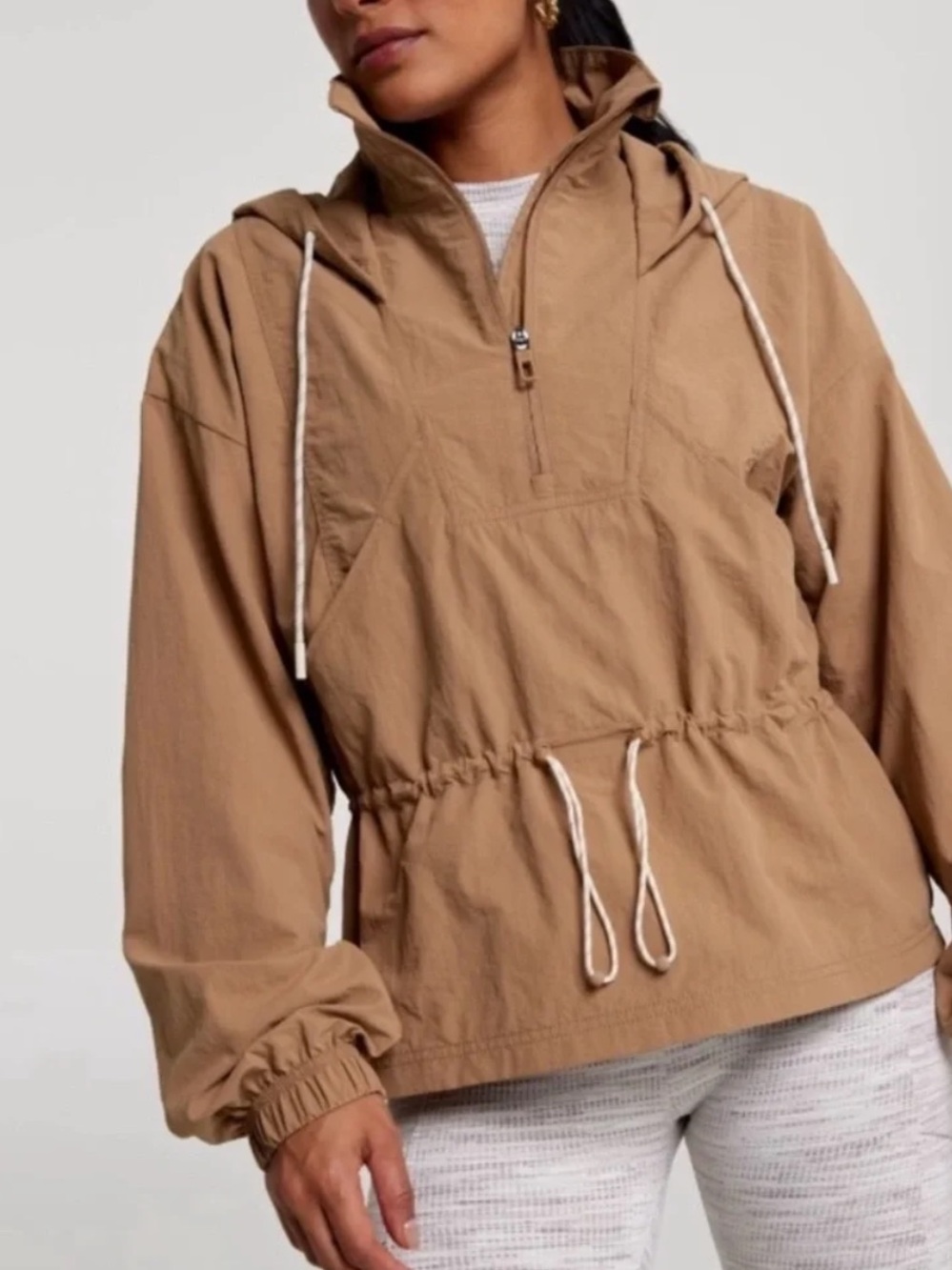 Calia by Carrie Underwood Hooded Windbreaker Anorak Jacket Tan size XS NWT